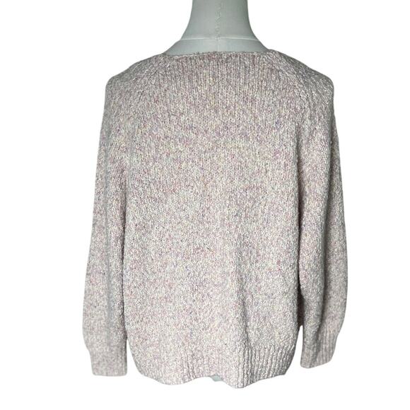 Anthropologie Sweater Small Pink Marled Knit Boxy Drop Shoulder Pullover - Picture 3 of 11